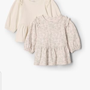 Amazon Essentials Cream and Floral Long Sleeve Tees